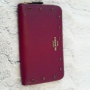 Coach leather wallet with crystal border rivets